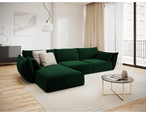 Тъмнозелен кадифен ъглов диван (ляв ъгъл) Vanda – Mazzini Sofas