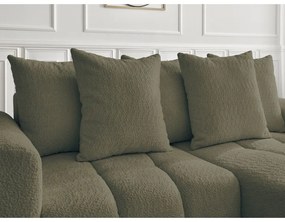 Сгъваем/с място за съхранение ъглов диван от прежда с примки от букле в цвят каки (десен ъгъл) Roxelane – Bobochic Paris