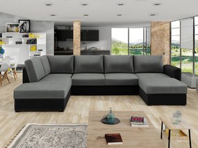 Ъглов диван Wilma-Сиво - черно-ляв