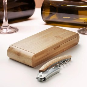 Луксозен тирбушон от неръждаема стомана в бамбукова кутия