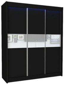 Шкаф с плъзгащи врати ALEXA, черен/бяло стъкло, 180x216x61