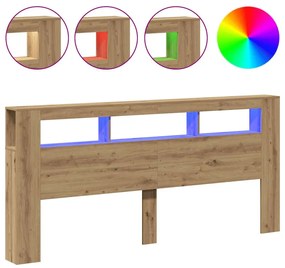 857695 vidaXL LED табла за глава Artisan Инженерна дървесина