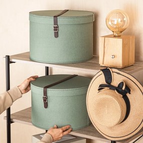 Тюркоазени картонени кутии за съхранение в комплект 2 бр. с капаци ø 37,5x25,5 cm Rut Canvas Paper Laminate – Bigso