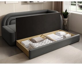 Кафяво-сив кадифен сгъваем/с място за съхранение диван десен ъгъл 223 cm Fabillo – ELTAP