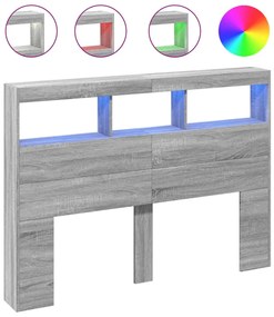 839201 vidaXL Табла шкаф с LED, сив сонома, 140x17x102 см