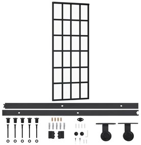 Плъзгаща се врата с механизъм Rowley, ESG стъкло и алуминий, 76x205 см