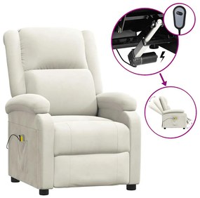 3098413 vidaXL Електрически масажен стол, кремав, кадифе