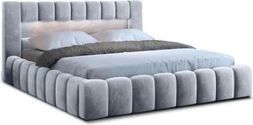 Светлосиво тапицирано двойно легло с място за съхранение и включена подматрачна рамка 160x200 cm Lamica – ELTAP