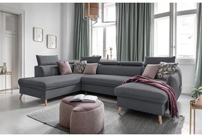 Тъмно сив U-образен разтегателен диван, ляв ъгъл Sweet Harmony - Miuform