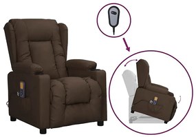 3093451 vidaXL Изправящ масажен стол, кафяв, изкуствена кожа