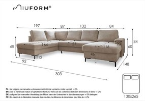 Кафяв U-образен разтегателен диван с имитация на кожа Vintage, ляв ъгъл Lofty Lilly - Miuform