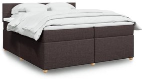 3289090 vidaXL Боксспринг легло с матрак, тъмнокафяво, 200x200 см, плат