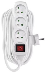 Удължител с ключ 3 гнезда 10м бял