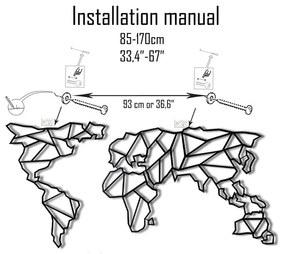Декорация за стена Карта на света Прозрачна, 85 x 170 cm - Bystag