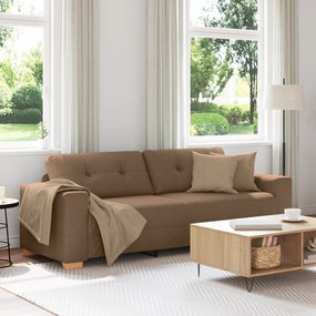 4105092 vidaXL Триместен диван, кафяв, 180 см, текстил