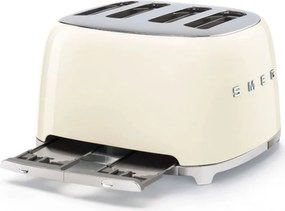 Тостер за хляб SMEG 50's Style TSF03CREU, 2000W, 4 филии, 6 нива, Тавичка за трохи, Вграден кабел, Неръждаема стомана, Кремав