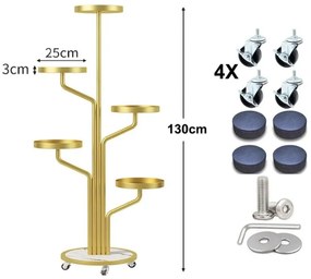 Луксозна стойка за цветя в златно 130 cm