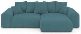 Тюркоазен ъглов диван с място за съхранение от рипсено кадифе Luma – Ropez