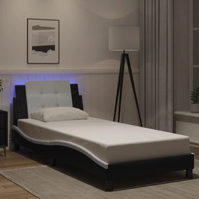 3214073 vidaXL Рамка за легло с LED без матрак Zadar черно и бяло 80x200 см