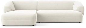 Бял кадифен ъглов диван (ляв ъгъл) Moana – Makamii