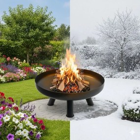 Градинска чугунена камина 60 см - камина на дърва с високи крака