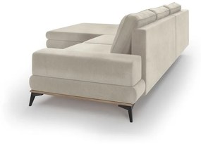 Бежов ъглов разтегателен диван с кадифена тапицерия , ляв ъгъл Astre - Windsor &amp; Co Sofas