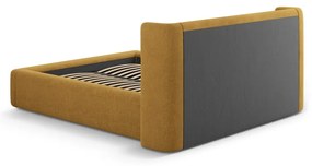 Двойно легло 180x200 cm тапицирано с място за съхранение с включена подматрачна рамка в цвят горчица Jason – Windsor &amp; Co Sofas