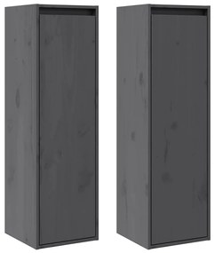 813510 vidaXL Стенни шкафове, 2 бр, сиви, 30x30x100 см, бор масив