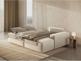 Бежов кадифен разтегателен с място за съхранение ъглов диван (десен ъгъл) Jodie – Micadoni