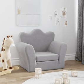 357053 vidaXL Детско диванче, светлосиво, мек плюш