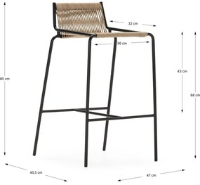 Бежов метален бар стол (височина на седалката 65 cm) Emily – Marckeric