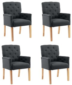 3058294 vidaXL Трапезни столове с подлакътници, 4 бр, сиви, текстил