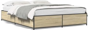 3279838 vidaXL Рамка за легло, дъб сонома, 150x200 см, инженерно дърво и метал