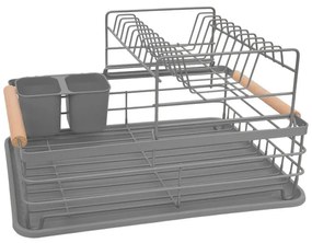 Сушилник за съдове на 2 нива Kinghoff KH 1797, Поставка за прибори, Сив