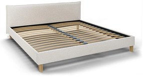 Кремаво тапицирано двойно легло с решетка 200x200 cm Tina - Ropez