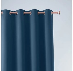 Качествена едноцветна синя завеса с окачване на халки 140 х 260 см