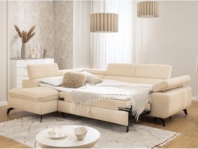 Кремав шенилов ъглов диван (ляв ъгъл L форма) Marbeya – Ropez