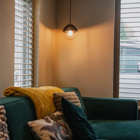 Ретро висяща лампа черна с прозрачно стъкло 20 см - Eclipse