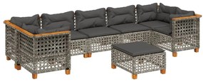 3261765 vidaXL Градински комплект диван с възглавници 8 части сив полиратан