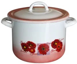 Емайлирана дълбока тенджера 6,7lt. декор GERBERA - 2+39Р/22 РЯ-(1-905/1856)
