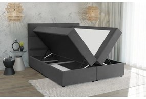 Тъмносиво двойно тапицирано легло с място за съхранение с включена подматрачна рамка 180x200 cm Rico – Ropez
