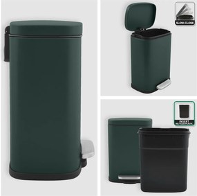 Тъмнозелено стоманено кошче за боклук с педал 5 l Akira – Spirella