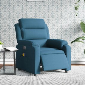3205091 vidaXL Електрически масажен реклайнер стол, син, кадифе