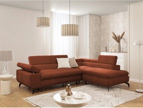 Теракотен шенилов ъглов диван (десен ъгъл L форма) Marbeya – Ropez