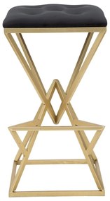 Черен/в златист цвят тапициран бар стол (височина на седалката 75 cm) Piramid – Mauro Ferretti