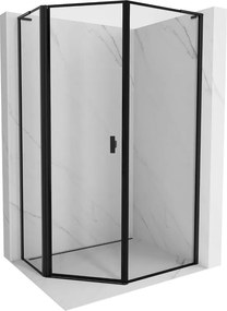 Mexen Mist L асиметрична петстенна душ кабина с ляво отваряне 80 x 100 см, черна рамка, черна - 8A8L-080-100-70-70-L