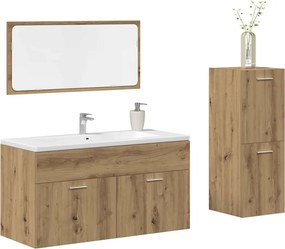 3328594 vidaXL Комплект мебели за баня от 3 части Дъб артизан инженерно дърво