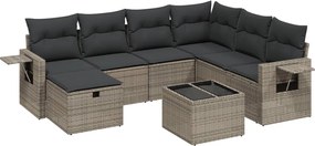 3263846 vidaXL Градински комплект диван с възглавници 8 части сив полиратан