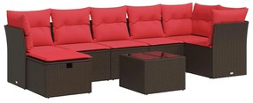 3325320 vidaXL Градински комплект с възглавници, 8 части, кафяв, полиратан
