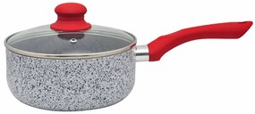 Касерола с капак ZEPHYR Actual line ZP 1321 NM20, 2 литра, 20х9 см, Мраморно-керамично покритие, Индукция, Сив/червен